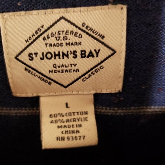 St. John's Bay Mens Blue White Stripe Crew Neck Sweater Large - Picture 4 of 5